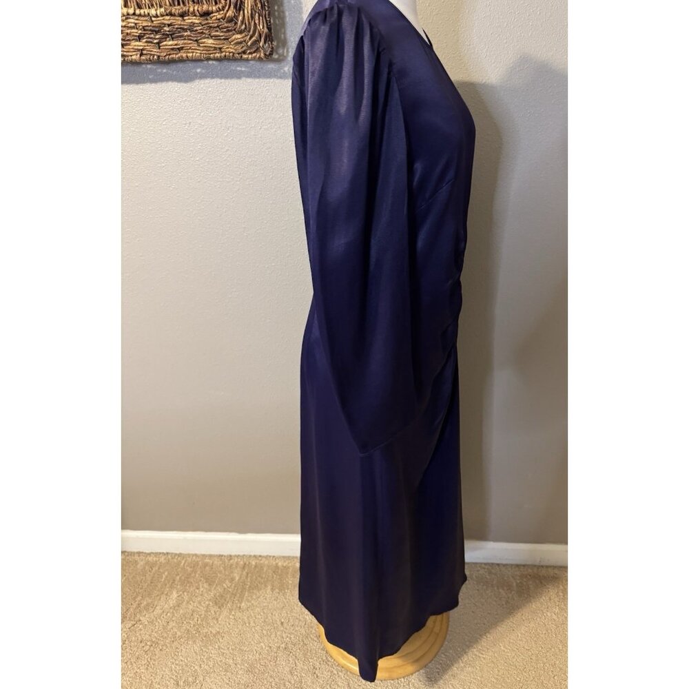 & Other Stories Midi Dress 10 Purple 3/4 Long Sleeve Stretch 20's Retro NWT - Picture 10 of 10